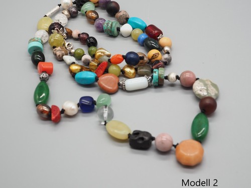 Lange bunte edelsteinkette - bunte,