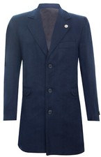 Herren 3/4 Langer Navy Woll Crombie Mantel Jacke Peaky Blinders Slim Fit Mantel