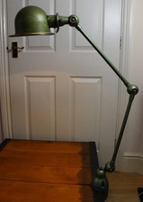 Authentische Jielde zweiarmige Klemmlampe französische industrielle grüne Patina - N5