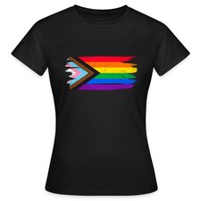 Progress Pride Flagge LGBTQ+ Queer Regenbogen Look Frauen T-Shirt