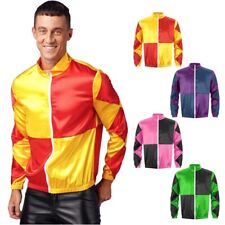 DE Herren Jacke Checkerboard Zirkus Jacke Farbblock Pferdetrainer Oberbekleidung