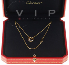 CARTIER TRINITY COLLIER HALSKETTE KETTE+ANHÄNGER 18K TRICOLOR GOLD NECKLACE RARE