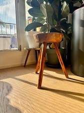 Antique 1900s Rustic Handmade Milk Stool – Vintage Farmhouse Decor, Shabby Chic