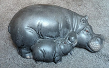 Dekofigur Nilpferd mit Kind