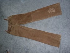Lederhose Echtleder Velour hellbraun Stickerei neu ohne Etikett Gr. 34