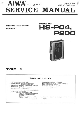 Aiwa p04 walkman - hs,