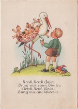 Künstlerkarte Grete Scheufler ! - Spruch : Klapper - Storch !