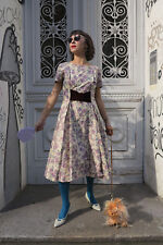 Damen Kleid dress Lila Blumen 60er Petticoat Rockabilly True VINTAGE Damenmode