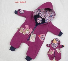 niciart design ♥WALKOVERALL♥GR 50-110 WOLLWALK ANZUG♥ EINTEILER♥ESELCHEN beere