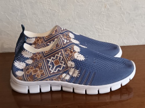 Flache damenschuhe blau textil - flache,
