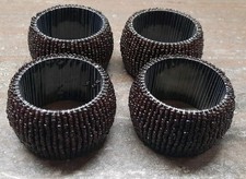 4/8 edle, festliche Serviettenringe, Napkin Rings, 5 × 3 cm, braune Perlen