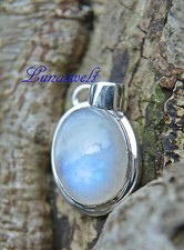 Mondstein Regenbogen Anhänger Oval in 925 Silber 1