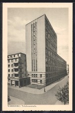 Warschau-Warszawa, Telefonzentrale von der Straße aus, Ansichtskarte 