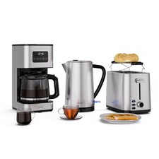 Klarstein Verosteel Frühstücksset Toaster Wasserkocher Kaffeemaschine Edelstahl