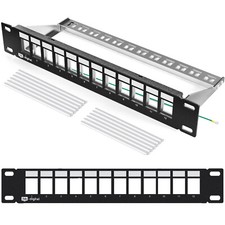 Patchpanel 10" Patchfeld Verteilerfeld 12-Port 1HE Keystone Jack Modul schwarz