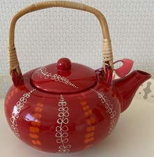 Teekanne mit Sieb und Tropfenfänger, Keramikteekanne, rote Teekanne mit Sieb