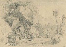 MONOGRAMMIST des 19. Jhd. - Wanderer - Zeichnung 