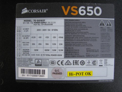 Corsair vs650 650w atx - 650w,