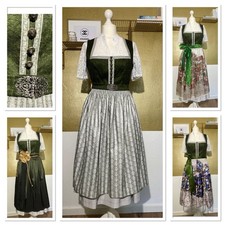 TRAMONTANA Leinen-Optik-Dirndl MIT Schürze 40/42 Stretch grau/oliv-grün 70er