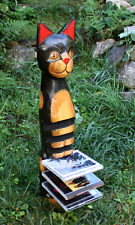 CD Regal Katze Holz CD Säule CD Halter CD Ständer Holzkatze Dekokatze