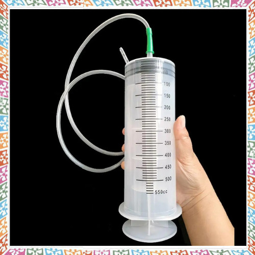 Large syringe with - syringe, hose