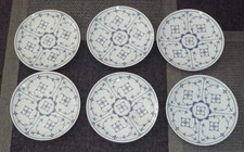 6 flache Teller  Speiseteller  Winterling   Indisch blau   Porzellan   (35)