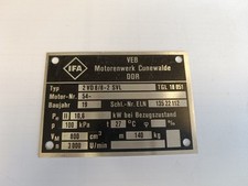 IFA VEB Motorenwerk Cunewalde DDR Typenschild Motor 2 VD 8/8-2 SVL