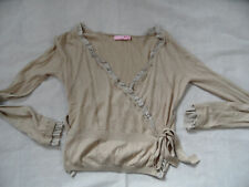 ROSA VON SCHMAUS leichte Wickelstrickjacke m. Rüschen beige Gr. S TOP KoS720