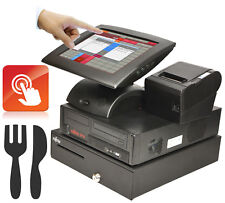 SCHÖNE SCHWARZE GASTROKASSE PREHTOUCHSCREEN KASSENDRUCKER EPSON GELDLADE KA23