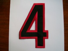 Nr. 4 schwarz rot, Bügelbild Stoff Zahl 24,8cm, zum Aufbügeln Tricot   Aufnäher 