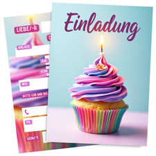 8er Einladungskarten Kindergeburtstag Mädchen - Cupcake Einladung für Kinder #37