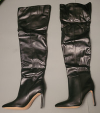 Sexy Overknee Stiefel Reißverschl. Stilettoabs. schwarz Gr. 43 (085)