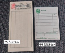 2x antike Blöcke Bitburger u. Asbach-Uralt Kellnerblock, Rechnungsblock,Brauerei