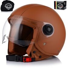 Jethelm VITO AMSTERDAM Brauner Lederhelm Motorradhelm ECER 22-06 Rollerhelm S-XL