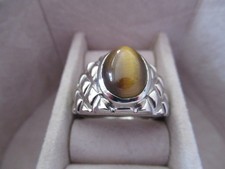 Tigerauge ring messing - ring,