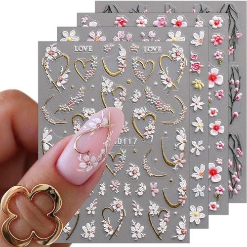 Nagelsticker set blumen - nagelsticker, 3d