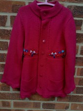 Strawberry Faire Strick Rosa Lammwolle Angora Mischung Cardigan Mantel Gr UK6-7  