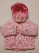 H&M Mädchen Mantel Jacke Winterjacke 86 rosa abnehmbare Kapuze Ärmelstulpen c44