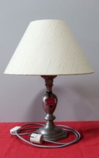Tischleuchte / Tischlampe mit  Zinnfuss, Lampenschirm Beige, Vintage, Gilde Zinn