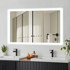 100x80cm Badspiegel mit LED Beleuchtung Badezimmer Wandspiegel Antibeschlag IP44