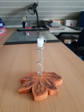 Deko Vase Herbstblatt mir Reagenzglas aus Holz selbstgemacht
