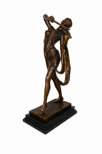 Bronzefigur frau akt musikerin - bronzefigur,