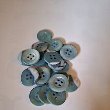 Set 10 echte Perlmutt Muschel Knöpfe farbig blau schimmernd ca. 23 mm Konvolut