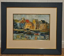 Öl-Gemälde "Hafenhäuser" -