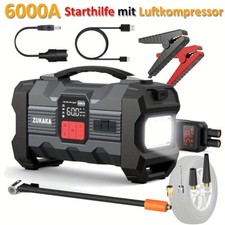 6000Amp KFZ Starthilfe Ladegerät Booster 26800mah Powerbank Luftpumpe Kompressor