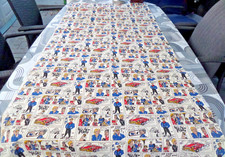 150 x 150 Meter Comic Strip Stoff creme * großes Restsück * Leinen - Baumwolle