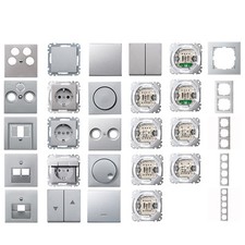 MERTEN Schalter- Dosen - Rahmen - Aluminium - alle Komponenten frei wählbar