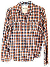 Hollister Bluse Damen Oberteil Shirt Hemd Kartiert Taschen Langarm Gr. M Rot