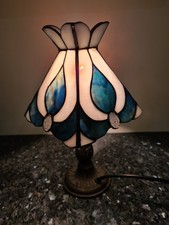 Lampe Tischlampe Tischleuchte Tiffany Tiffanystil Höhe ca 29 cm blau weiß