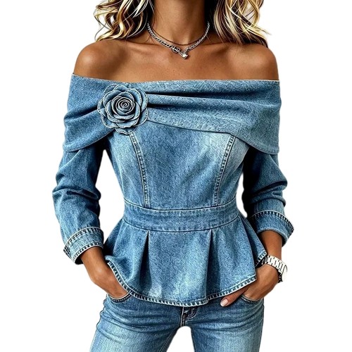 Damen schulterfreies bluse mit - damen,